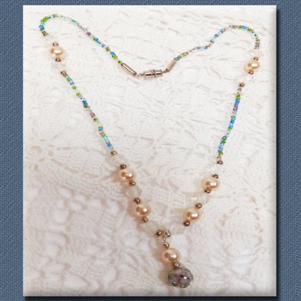 Vintage Hand Made Glass & Cloisonne Beaded Necklace Choker